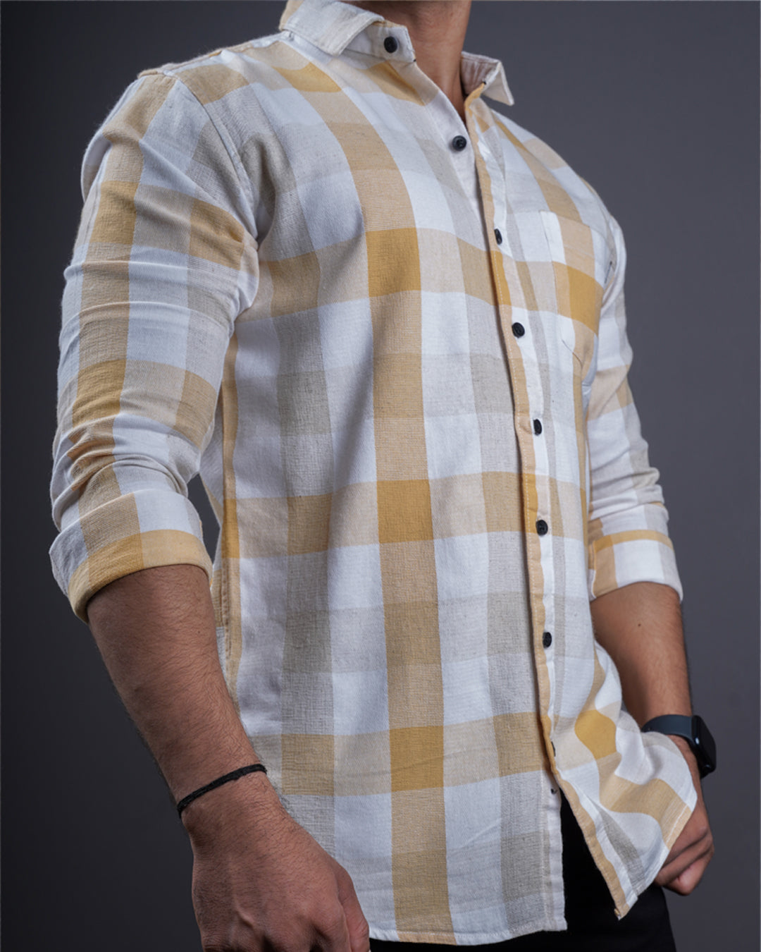 MUSTARD COLOR CHECKS CASUAL SHIRT