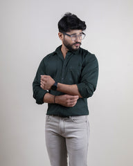 GREEN COLOR PLAIN CASUAL SHIRT