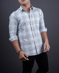 GREY-WHITE COLOR CHECKS CASUAL SHIRT