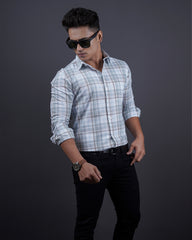 GREY-WHITE COLOR CHECKS CASUAL SHIRT