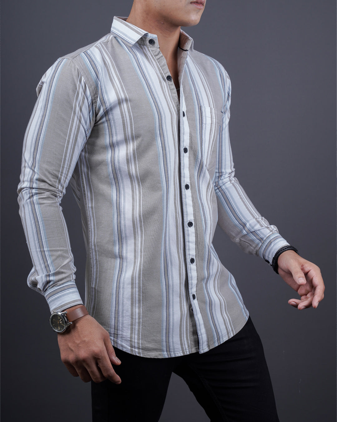 FAWN COLOR LINING CASUAL SHIRT