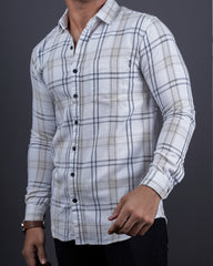 FAWN-WHITE COLOR CHECKS CASUAL SHIRT