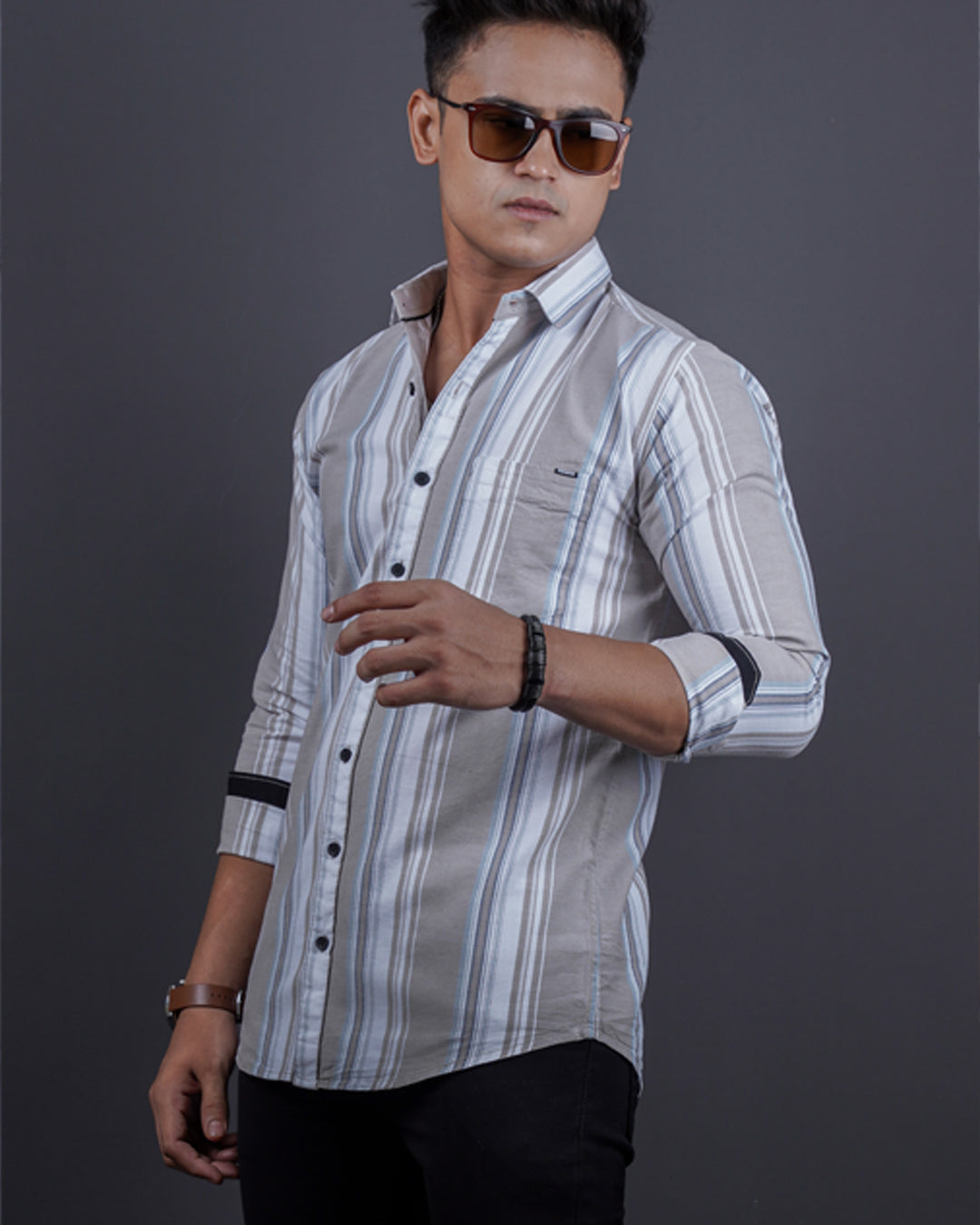 FAWN COLOR LINING CASUAL SHIRT