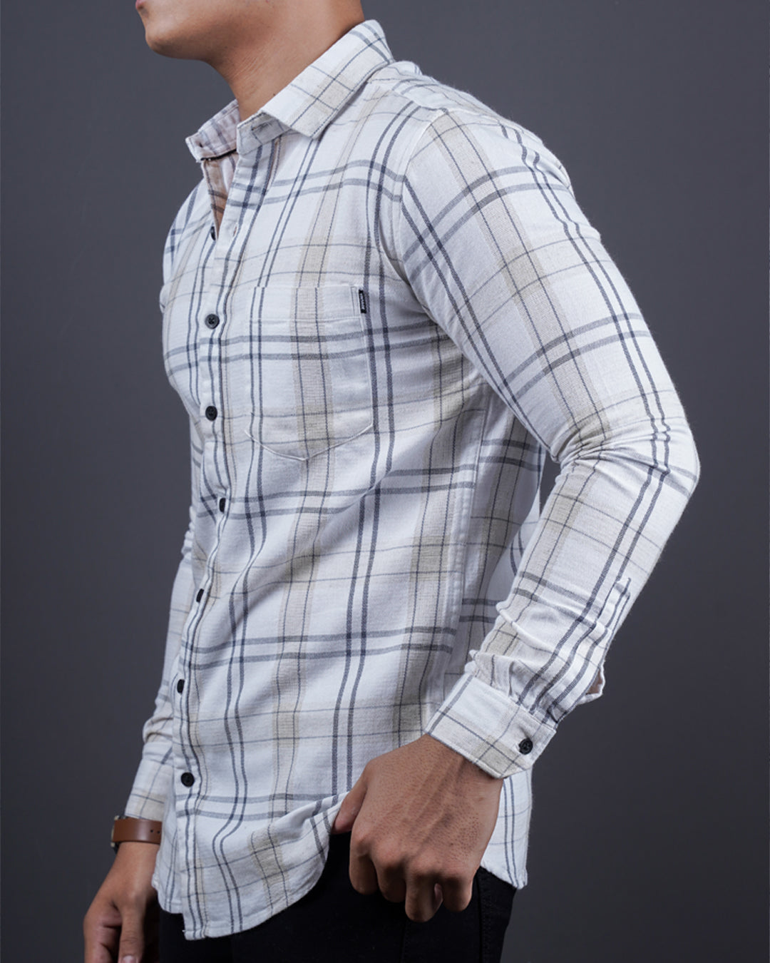 FAWN-WHITE COLOR CHECKS CASUAL SHIRT