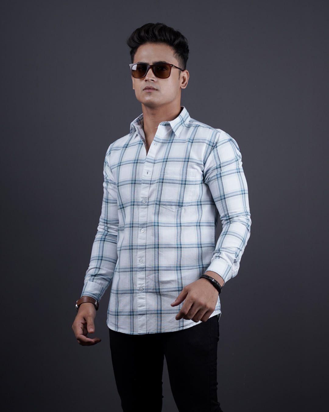 WHITE-BLUE COLOR CHECKS CASUAL SHIRT