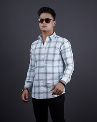 WHITE-BLUE COLOR CHECKS CASUAL SHIRT