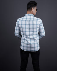 WHITE-BLUE COLOR CHECKS CASUAL SHIRT