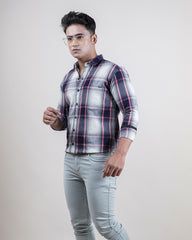 BLUE-PEACH COLOR CHECKS CASUAL SHIRT