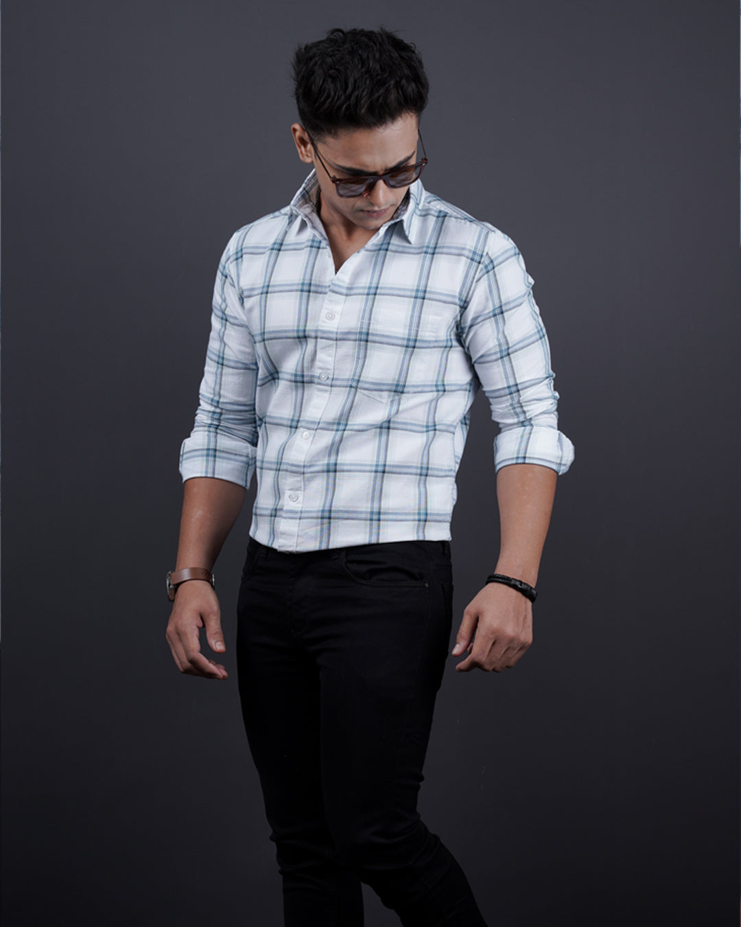 WHITE-BLUE COLOR CHECKS CASUAL SHIRT