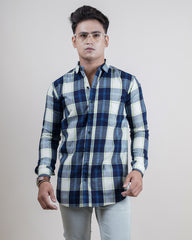 Blue-green color color checks casual shirt shirt for casual wear.