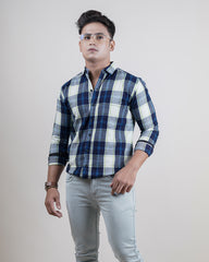 BLUE-GREEN COLOR CHECKS CASUAL SHIRT