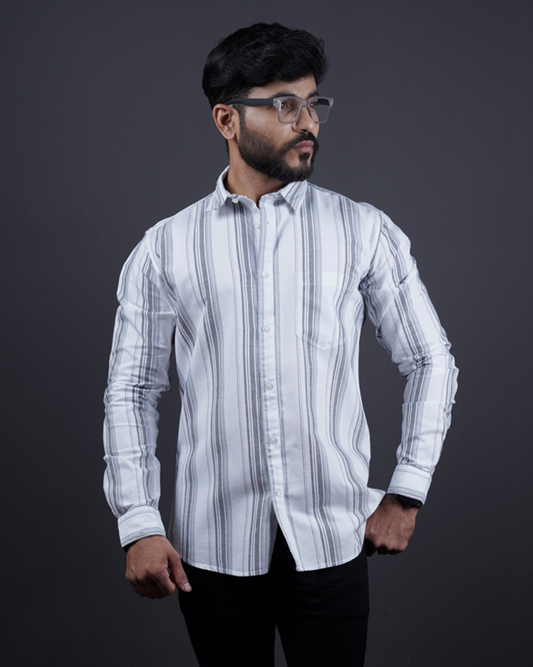 Grey color color lining casual shirt shirt for casual wear.