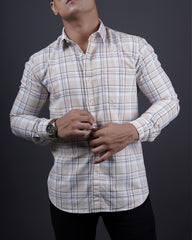 Fawn color color checks casual shirt shirt for casual wear.