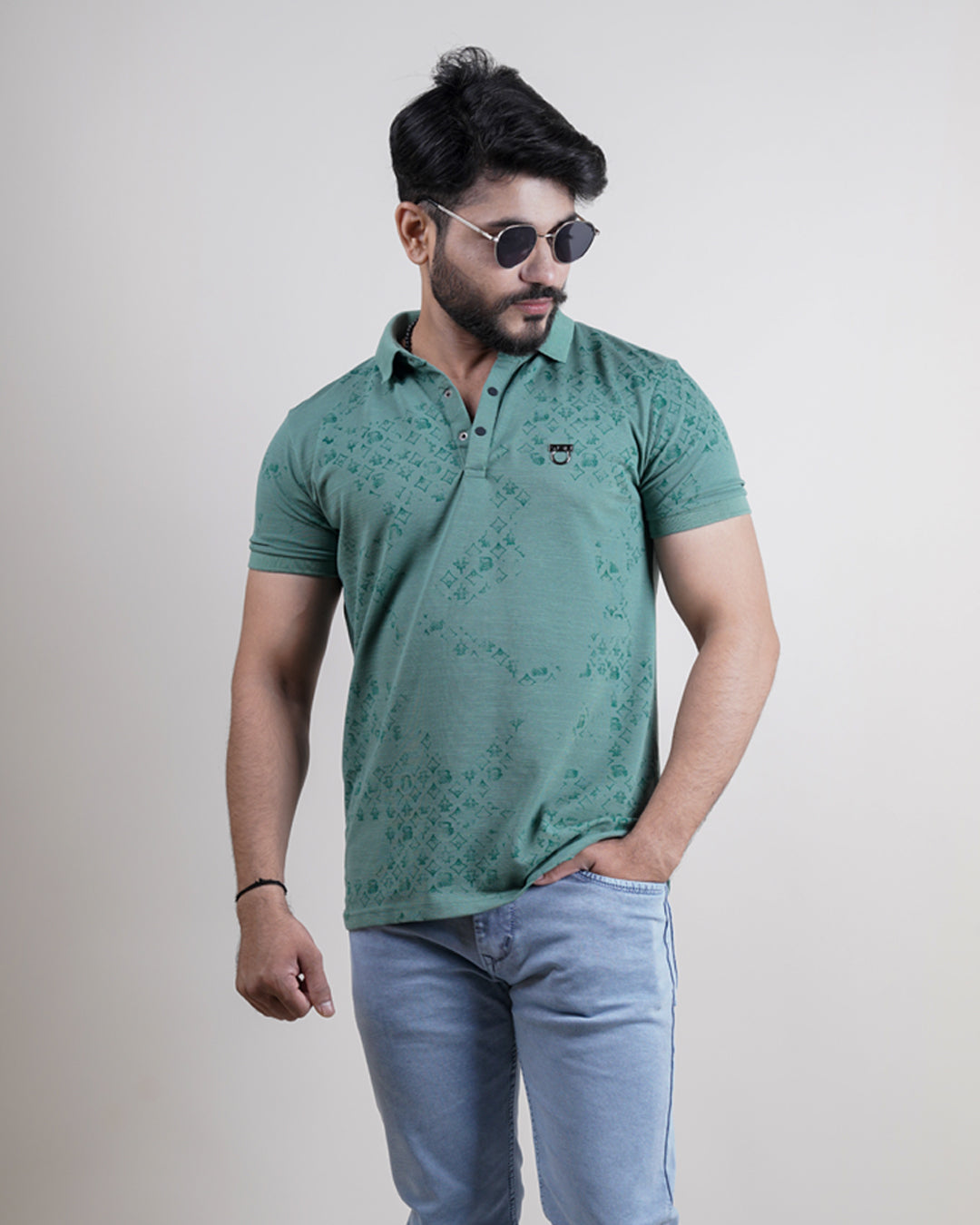 Pista color printed collar t-shirt for men