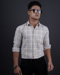 FAWN COLOR CHECKS CASUAL SHIRT