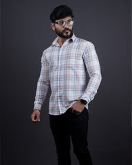 WHITE-BROWN COLOR CHECKS CASUAL SHIRT