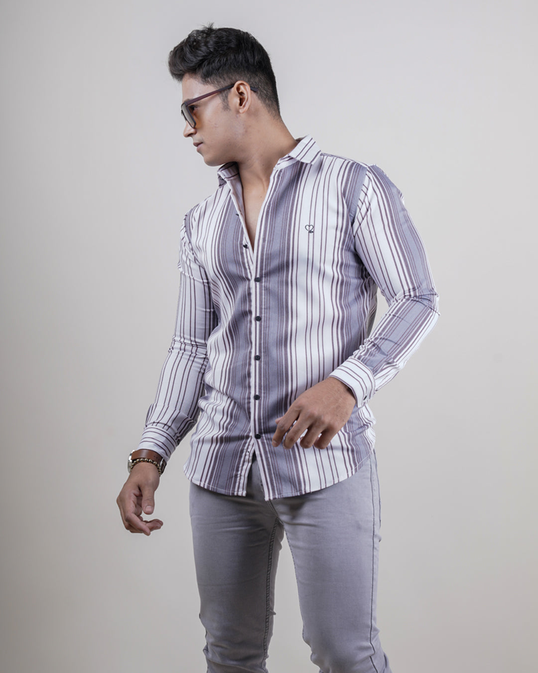 Grey color color lining casual shirt shirt for casual wear.