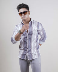 GREY COLOR LINING CASUAL SHIRT