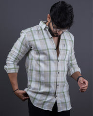 GREEN-WHITE COLOR CHECKS CASUAL SHIRT