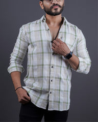 GREEN-WHITE COLOR CHECKS CASUAL SHIRT