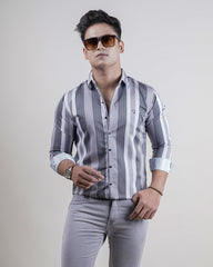 GREY COLOR LINING CASUAL SHIRT