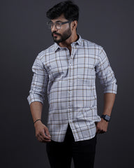 GREY COLOR CHECKS CASUAL SHIRT