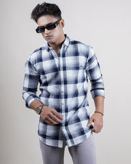 BLUE-WHITE COLOR LINING CASUAL SHIRT