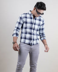 BLUE-WHITE COLOR LINING CASUAL SHIRT