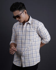 FAWN-WHITE COLOR CHECKS CASUAL SHIRT