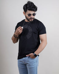 Black color round neck t-shirt for men