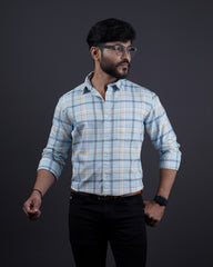 SKYBLUE COLOR CHECKS CASUAL SHIRT