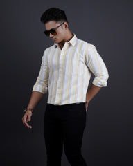 YELLOW COLOR LINING CASUAL SHIRT