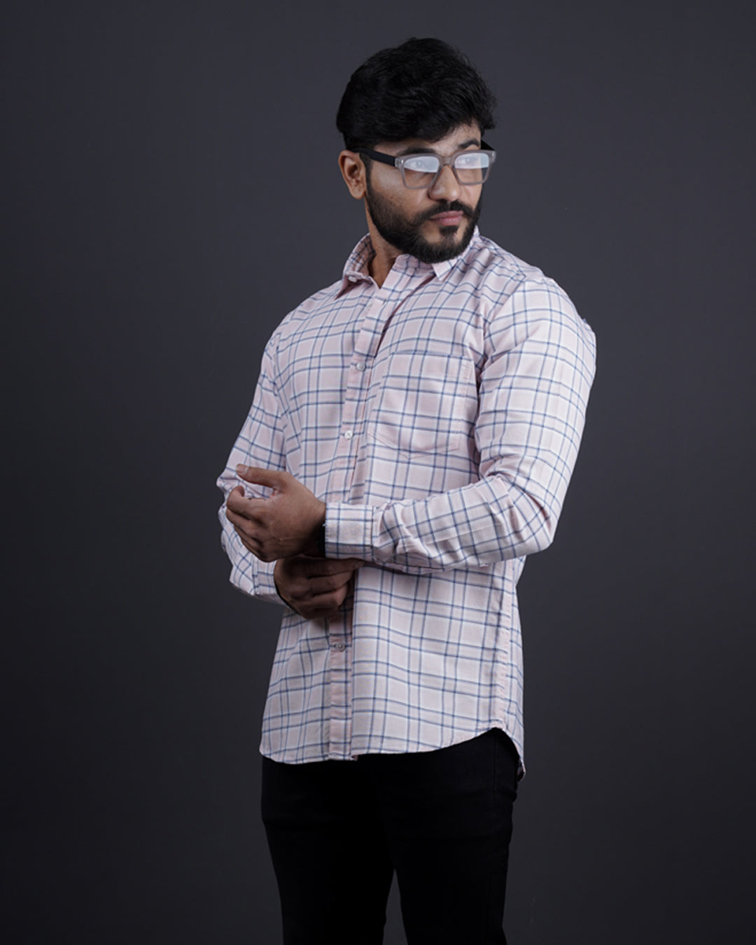 Pink color color checks casual shirt shirt for casual wear.