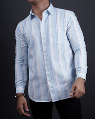 Blue-white color color lining casual shirt shirt for casual wear.