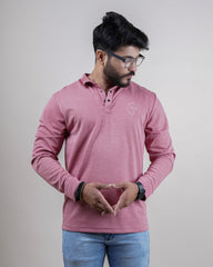 Pink color full sleeve full neck t-shirt for men