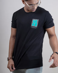 Black color printed round neck t-shirt for men