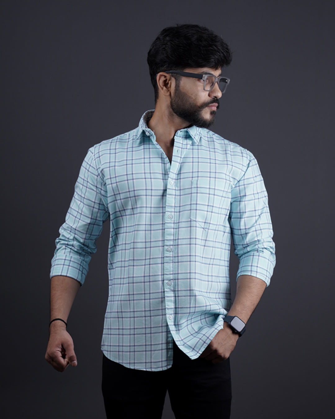 SKYBLUE COLOR CHECKS CASUAL SHIRT