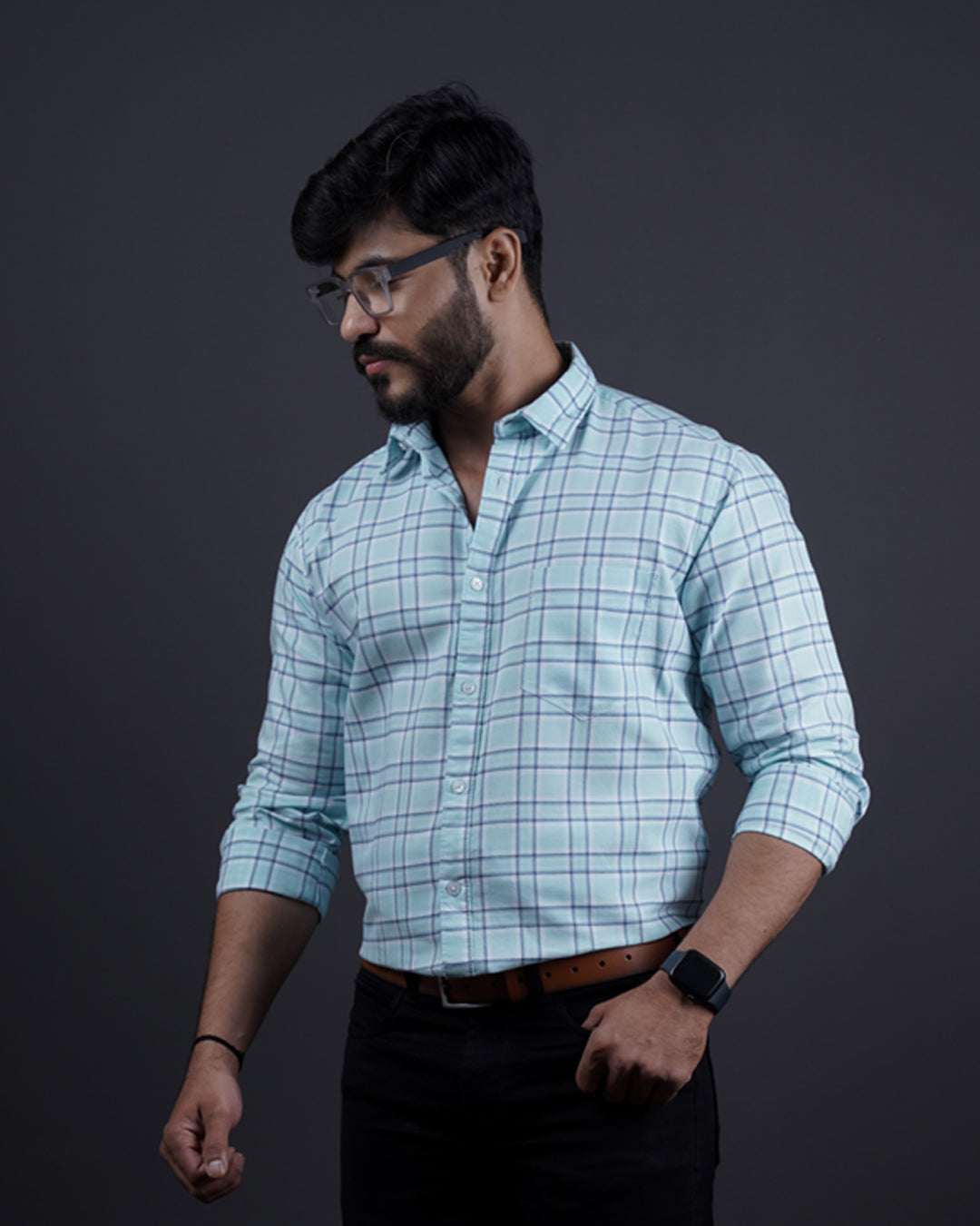 SKYBLUE COLOR CHECKS CASUAL SHIRT