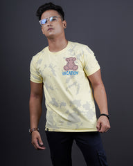 Lemon color printed t-shirt for men