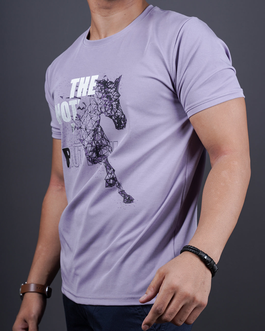 LAVENDER COLOR MATTER ROUND NECK T-SHIRT