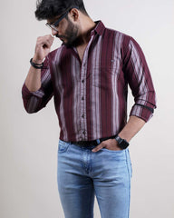 WINE COLOR LINING CASUAL SHIRT