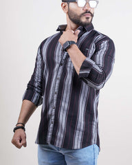 BLACK COLOR LINING CASUAL SHIRT