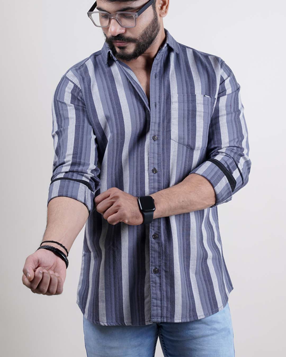 GREY COLOR LINING CASUAL SHIRT