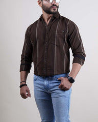 BROWN COLOR LINING CASUAL SHIRT