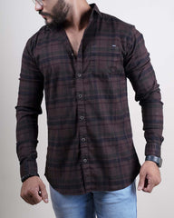 Brown color color checks casual shirt shirt for casual wear.