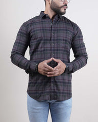 Grey color color checks casual shirt shirt for casual wear.