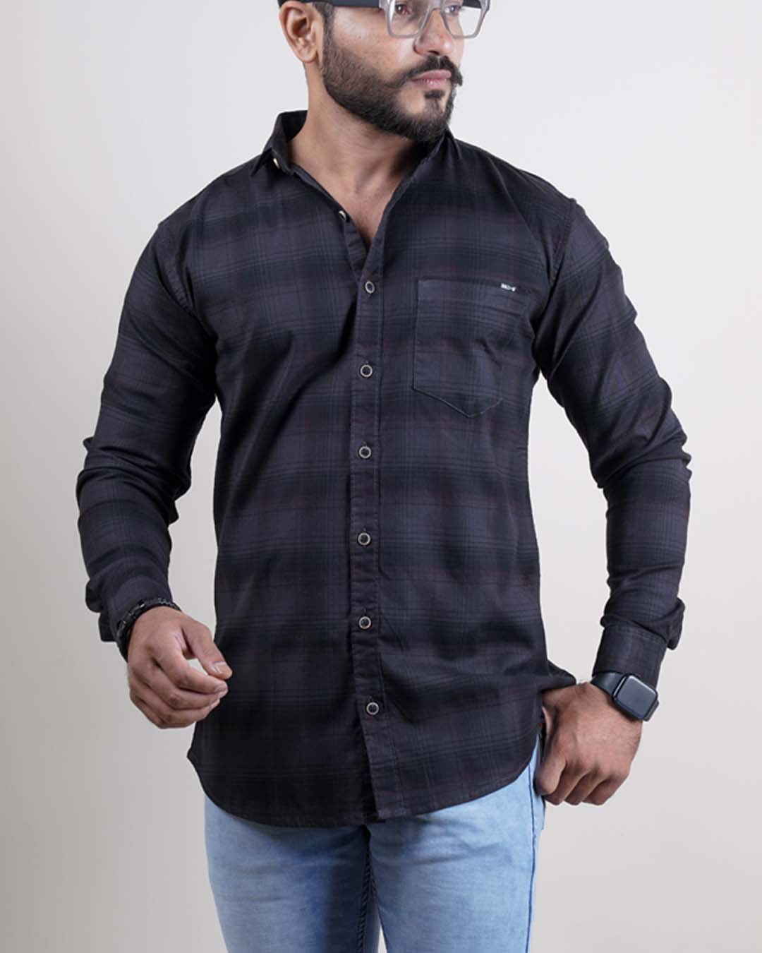 Grey color color checks casual shirt shirt for casual wear.