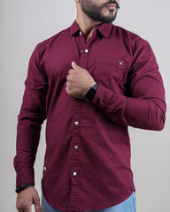 Wine color color plain casual shirt shirt for casual wear.