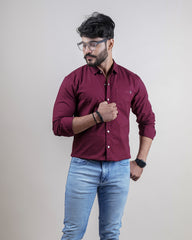 WINE COLOR PLAIN CASUAL SHIRT