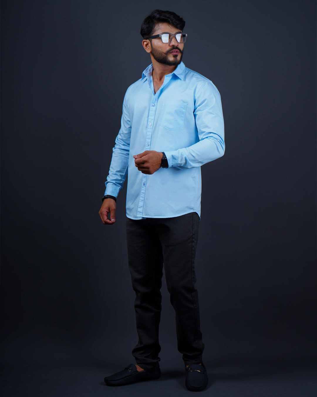 SKYBLUE COLOR PLAIN COTTON CASUAL SHIRT